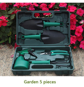 10 pièces violet imprimé fleuri jardin ensemble d'outils de jardinage poignée ergonomique truelle râteau désherbeur sécateur cisailles pulvérisateur main étui de transport - Product Image 4