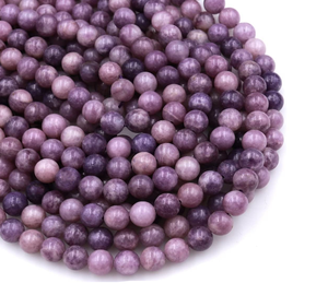 Collier en cristal naturel, perles de lépidolite lisses, pierre rouge polie, bijoux, brin lâche, grossiste en pierres précieuses pour la guérison - Product Image 3