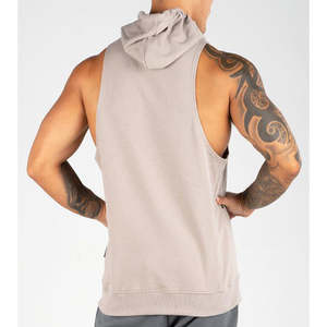 100% Cotton <b>Men's</b> <b>Sleeveless</b> Pullover <b>Hoodie</b> Custom Logo Gym Fitness Clothing Solid Pattern Winter Pullover High Plain Dyed - Product Image 3