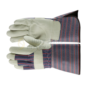 Canadian EN420 Standard Rigger Gloves Cowhide Grain Leather Cotton Lining Long Cuff Anti-Cut Construction Hand Arm Protection - Product Image 3