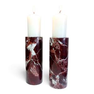 Luxury <b>White</b> Marble Cylindrical <b>Candle</b> Holder Set With Gold Band Accent For Modern Table Decor And Elegant Home Styling - Product Image 5