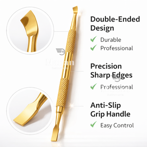 Pousse-cuticules double extrémité en acier inoxydable, réutilisable, haute qualité, outil de nettoyage pour manucure et pédicure, OEM, marque privée - Product Image 2