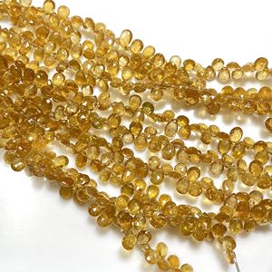 Prix usine Fanta Tourmaline jaune perles de pierres précieuses Briolette en forme de poire à facettes pour la fabrication de bijoux - Product Image 1