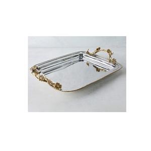 Metal Serving <b>Tray</b> <b>with</b> Gold <b>Handle</b> for Hotel & Kitchenware Rectangle Shape Stainless Steel Dinner Serving <b>Tray</b> for Handicraft - Product Image 4