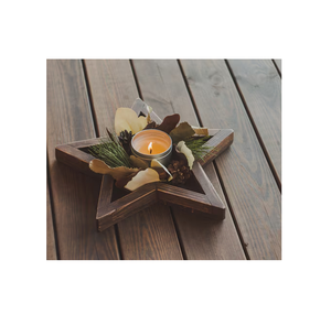 Plateau en bois en forme d'étoile, idéal pour les fêtes, porte-bougie, 2 pièces, artisanat en bois de manguier, vente en promotion - Product Image 4