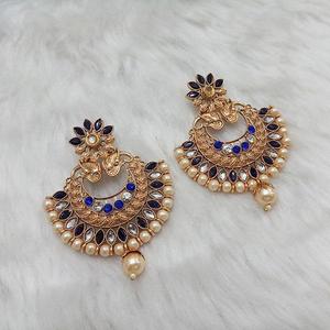 Boucles d'oreilles pendantes en pierre autrichienne plaquée or rose Kriaa Boucles d'oreilles géométriques avec perle diamant pour mariages Parties-1313005C" - Product Image 1