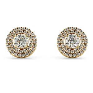 Pendientes de Diseño Redondos con Microincrustaciones y Doble Halo, Diamante Cultivado en Laboratorio de 0.94 Ct en Platino, para Novia o Fiesta - Product Image 3