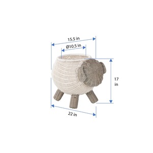 Panier en rotin en forme de mouton, panier de rangement fait main, vente en gros, écologique, fabriqué au Vietnam - Product Image 5