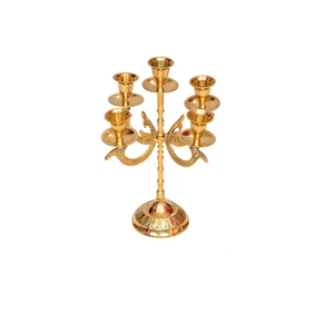 Venta caliente soporte de vela de latón soporte de Pilar acabado dorado para decoración interior del hogar otros candelabros linternas tarros de velas - Product Image 4
