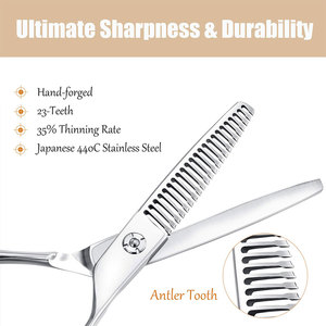 กรรไกรตัดผมเหล็กสแตนเลส440C แบบญี่ปุ่นกรรไกรแบบมีฟัน23ซี่สำหรับเกลี่ยและจัดแต่งทรงผมปลายใบมีดคม - Product Image 3