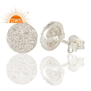 Última tendencia de plata esterlina fina Topacio blanco natural Piedra preciosa Stud Pendiente Fabricante de joyería personalizada - Product Image 3