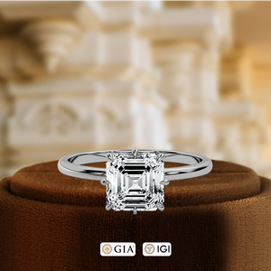 Anillo de Compromiso con Diamante de Corte Asscher de 1 Quilate Certificado por IGI, Oro Sólido de 14K, Solitario con Halo Oculto de 8 Puntas, Anillo de Boda con Diamante Cultivado en Laboratorio - Product Image 2