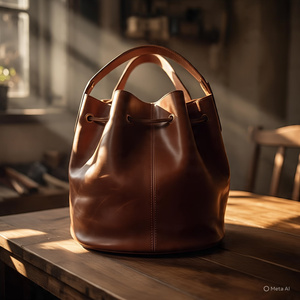 Bolso tipo cubo de cuero bohemio minimalista Tendance 2025 personalizado, bolsos de diseñador de lujo duraderos de alta calidad con correa cruzada para mujer - Product Image 4