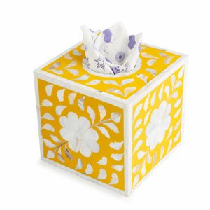 Distributeur de boîte à mouchoirs en bois de conception florale de vente chaude avec bac de rangement carré en incrustation de nacre pour la décoration de voiture d'hôtel à la maison - Product Image 2