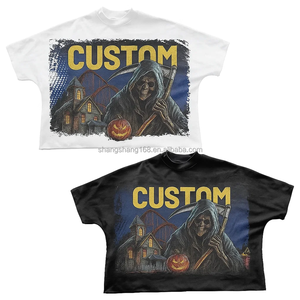 T-shirt unisexe personnalisé en coton 100% avec impression DTG, streetwear, graphique, coupe ample, poids lourd, lavage à l'acide, double couche - Product Image 2