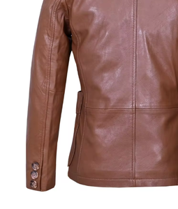 Blazer de Cuero Estilo Urbano, Corte Cómodo, Acabado Suave, Opción de Marca Personalizada para Mujer, Ideal para Combinar en Capas y Uso Diario - Product Image 3