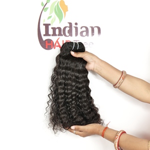 Extensions de cheveux humains Remy indiens non traités, bouclés, cuticules alignées, fabrication de tissage bon marché, tissage profond naturel, couleur noire vierge - Product Image 3