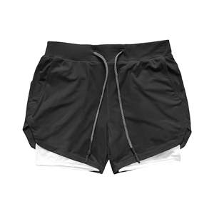 Pantalones Cortos Deportivos 2 en 1 para Hombre, de Secado Rápido y Transpirables, con Cintura Alta y Cierre con Cordón, con Capa Interior de Compresión Integrada - Product Image 1
