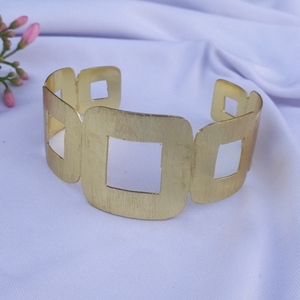 Handmade Classic Gold Plated Brass Cuff Bracelets Geometric Shape Patterned <b>Bangles</b> - Product Image 6