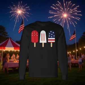 Camiseta de Manga Larga con Diseño de Paleta de Hielo Roja y Azul para el 4 de Julio de EE. UU., Camiseta Promocional del 4 de Julio - Product Image 3