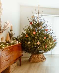 Natural de caña de mimbre tejido abierto árbol Collar de Navidad tejido de mimbre árbol falda árbol de algas marinas árbol soporte base para decoración del hogar regalo - Product Image 6