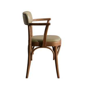 Modern Solid Wood Dining <b>Chair</b> <b>Upholstered</b> Seat Restaurant Cafe <b>Chair</b> Wooden Arm <b>Chair</b> Hotel Dining Furniture - Product Image 3
