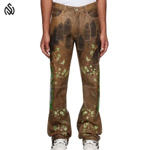 Pantalon en cuir lavé pour hommes pantalon en cuir dernier modèle de haute qualité pantalon en cuir pour hommes de dernière conception vente en gros - Product Image 1