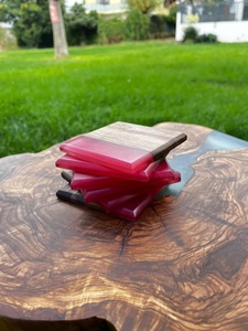 Sous-verres en marbre en bois et époxy de style classique de qualité supérieure pour le café et le thé - Product Image 4