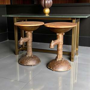 Industrial Design Iron and Wooden FTD <b>Stool</b> for Home Office Use - Product Image 2