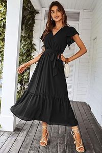 Nueva moda OEM logotipo personalizado Formal negro Maxi vestido para mujeres vestidos señora Elegante ropa de noche mujeres Casual señoras vestido - Product Image 5