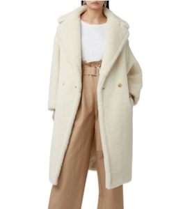 Wool/Viscose Trench <strong>Coat</strong> <strong>Women</strong> Oversized Single Breasted Plush Long Notch Lapel Mid Length <strong>Lightweight</strong> Elegant Button Outerwear - Product Image 3