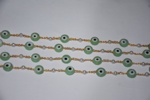 Hermosa cuenta de ojo de peridoto verde y cadena de Rosario de perlas. Cadena de cuentas de alambre para la fabricación de joyas. Cadena hecha a mano chapada en oro - Product Image 5