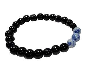 <b>Crystal</b> <b>bracelet</b> Black Obsidian & <b>Blue</b> sodalite Round Beads <b>Bracelet</b> 8mm Stone Gemstone Fashion Men and Women Gift Energy - Product Image 5