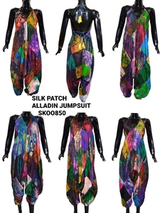 Mono Aladino de Estilo Bohemio Vintage para Mujer, Estampado de Parches de Seda Coloridos, Talla Grande, para Fiestas - Product Image 2