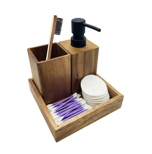 Ensemble d'accessoires de salle de bain en bois fait à la main décor naturel organisateur de vanité ensembles de salle de bain de style à la maison écologique - Product Image 6