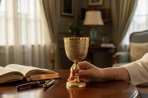 Copa de Vino de Latón Macizo Hecha a Mano, Ecológica, Dorada, Estilo Moderno - Product Image 6