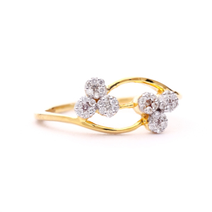 Unique Double Floral Cluster <b>Statement</b> <b>Ring</b> in Gold for Romantic Bridal Engagement Jewelry Gift - Product Image 5