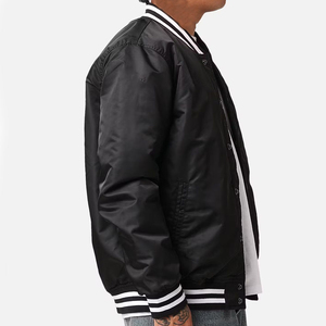 Veste d'hiver décontractée pour homme, col montant, 100% laine, manches en cuir de vachette, respirante, à capuche, style lettreman pour l'extérieur - Product Image 4