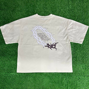 เสื้อยืดคอกลมคอเต่าสำหรับผู้ชายทรงโอเวอร์ไซส์280กรัมคอลูกเรือถักแบบแข็งดีไซน์ลายพิมพ์ DTG - Product Image 1