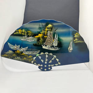 Éventails d'affichage de luxe en nacre pour la décoration de la maison, incrustation de coquillages faits à la main, pièce maîtresse des arts - Product Image 1