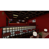 Comptoir de bar personnalisé Moody Dark pour bar commercial, avec vitrine à vin pour salon, restaurant, intérieur