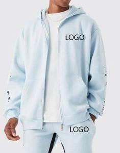 Nouveau survêtement de haute qualité à soufflets superposés, unisexe, dernier design streetwear, poids lourd, ensemble 2 pièces, pantalon à soufflets et sweat à capuche zippé - Product Image 4