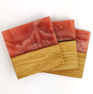 Sous-verre en bois de résine de luxe couleur pourpre résine bois naturel café thé tasse sous-verre prix de gros - Product Image 2