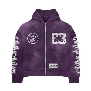 Chándales de lana de calidad superior Unisex personalizados Activewear chándales lavados con ácido de color púrpura personalizados para hombres - Product Image 5