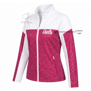 Cheerleading <b>Glitter</b> Warm up Polyester <b>Jacket</b> Custom Embroidered Color block <b>Jacket</b> For Cheer Team Dance Practice - Product Image 2
