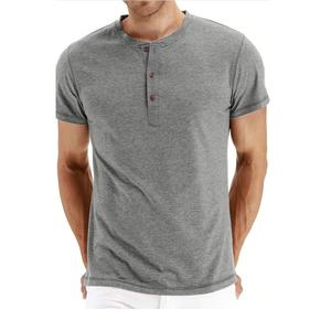 Custom Size Men's Round Neck Bamboo Cotton GSM <b>Button</b> <b>up</b> <b>Short</b> <b>Sleeved</b> T-shirt Leisure Fit Sports Running - Product Image 5
