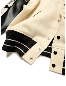 Chaqueta de talla grande al por mayor para hombre, abrigo de invierno informal holgado, chaqueta bordada con letras y mangas de piel de vaca de retazos - Product Image 4