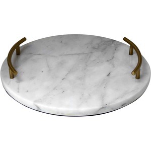 Bandejas de servicio de mármol de lujo respetuosas con el medio ambiente con diseño clásico y mango de latón pulido brillante para fines decorativos - Product Image 4