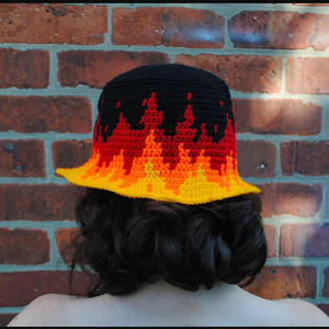 Sombrero de pescador bordado a mano con diseño de llama, unisex, de verano, con visera ancha, de algodón, estilo imagen de fuego, teñido liso, para uso diario. - Product Image 2