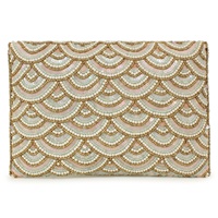 Nuevo Bolso de Mano Tipo Clutch con Cuentas y Forro de Satén de Terciopelo con Diseño Geométrico Plegable para Mujer de Brazeal Studio, Cadena Personalizable con Cierre
